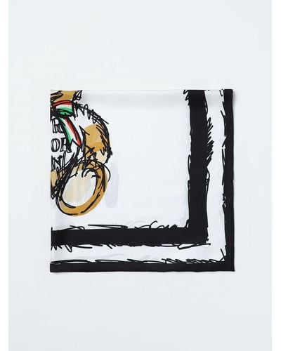 Moschino Foulard in seta con stampa logo - Bianco