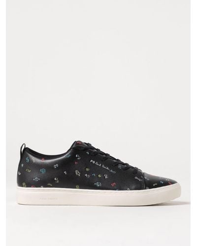 PS by Paul Smith Sneakers Lee in pelle naturale con ricami all over - Nero
