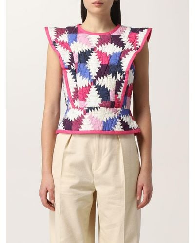 Isabel Marant Cropped Top In Quilted Cotton - Pink