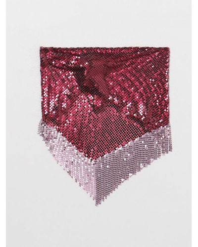 Rabanne Sciarpa Pixel in maglia metallica con frange - Rosso