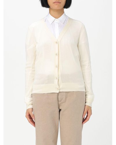 Tory Burch Wool And Silk Blend Cardigan - Natural