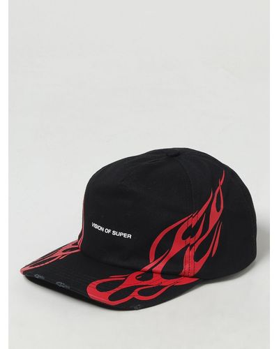 Vision Of Super Cappello in cotone stampa flames - Rosso