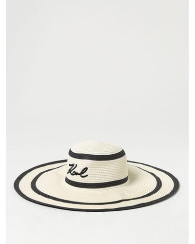 Karl Lagerfeld K/signature Striped Summer Hat - White