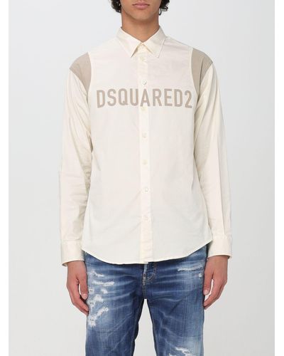 DSquared² Camicia in cotone stretch con logo - Bianco