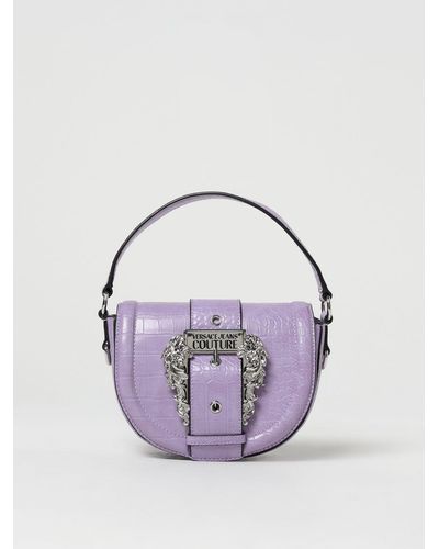 Versace Bag In Crocodile Print Synthetic Leather - Purple