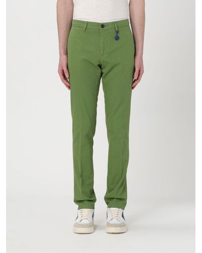 Manuel Ritz Pantalone in cotone e lino - Verde