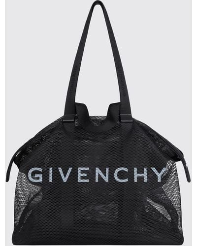 Givenchy Borsa Tote G grande in rete con logo a contrasto - Nero