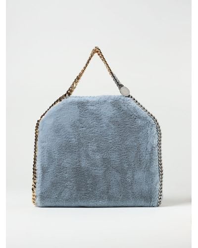 Stella McCartney Falabella Bag In Synthetic Fur With Chain Link - Blue