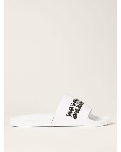 Missoni Slide Sandals With Logo - White