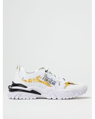 Versace Jeans Couture Baroque Sneakers In Nylon And Synthetic Leather - White