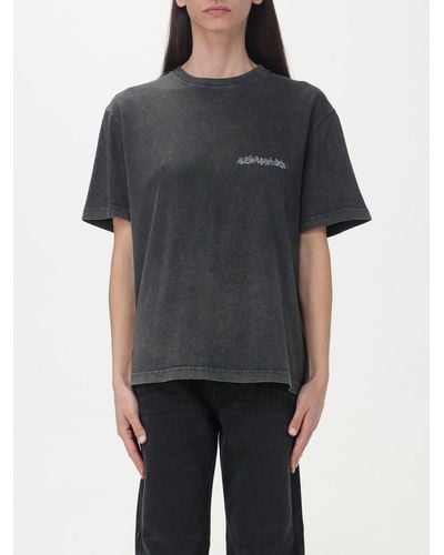 Alessandra Rich T-shirt in cotone con stampa e strass - Nero