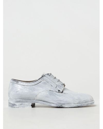 Maison Margiela Tabi Derby Shoes In Leather - White
