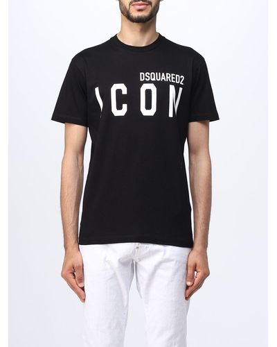 DSquared² Camiseta con estampado Icon y cuello redondo - Negro
