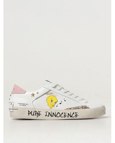 Crime London Sneakers in pelle con stampa - Bianco
