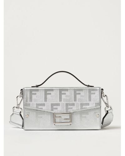 Fendi Soft Trunk Bag In Laminated Leather With Ff Pattern - Metallic