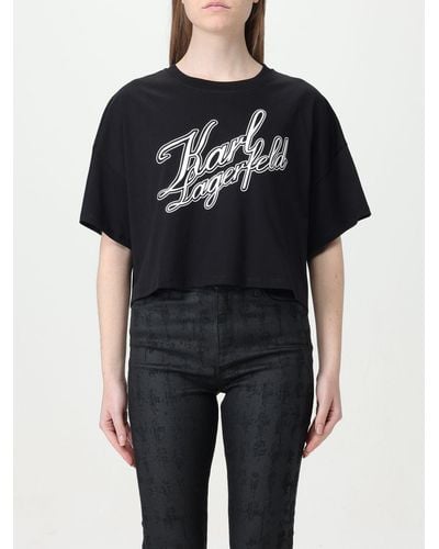 Karl Lagerfeld Varsity Cropped T-shirt - Black