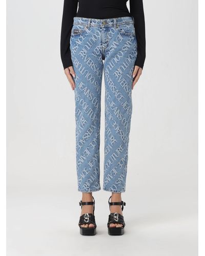 Versace Jeans Couture Jeans Melissa in denim con logo jacquard all over - Blu