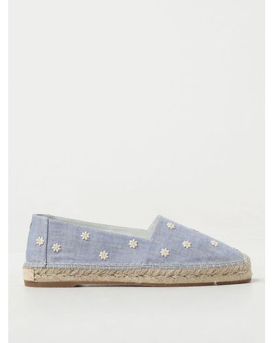 Manolo Blahnik Espadrillas in canvas con fiori all over - Blu