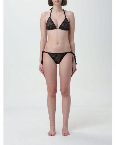 Fendi Bikini in tessuto con logo - Neutro