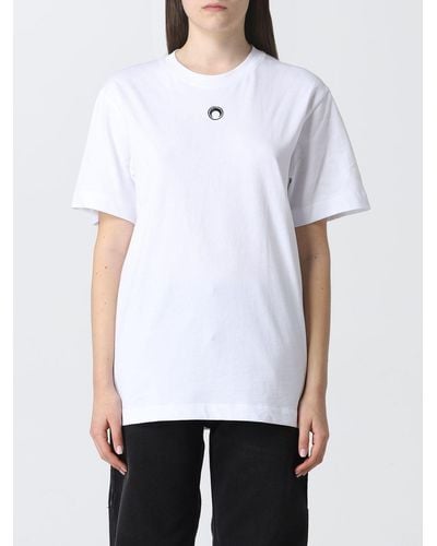 Marine Serre T-shirt in cotone con logo - Bianco