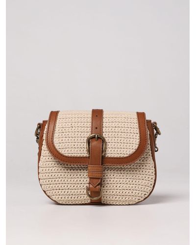 Golden Goose Francis Bag In Leather And Crochet Fabric - Natural