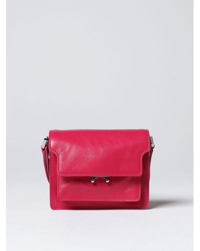 Marni Trunk Bag In Leather - Pink