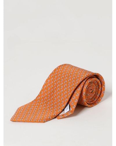 Ferragamo Cravatta Api in seta stampata - Arancione