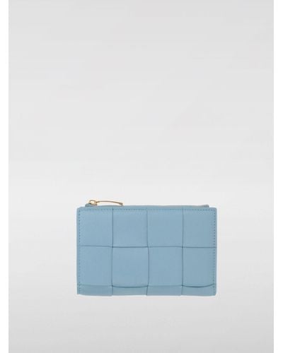Bottega Veneta Cassette Wallet In Woven Nappa - Blue