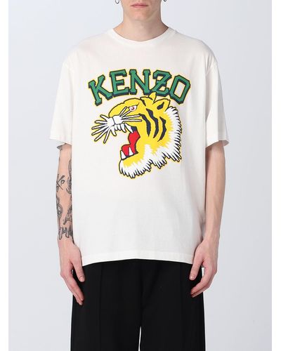 KENZO Tiger Varsity Brand-print Boxy-fit Cotton-jersey T-shirt - White