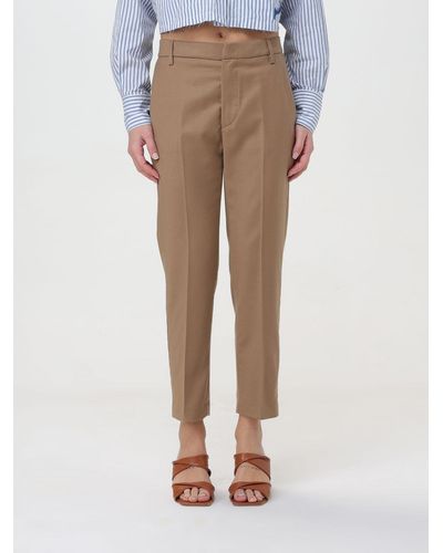 Dondup Pants In Synthetic Fabric - Natural