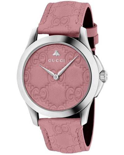 Gucci Orologio G-Timeless cassa 38 mm con monogramma "GG" impresso - Rosa