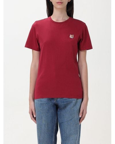 Maison Kitsuné T-shirt in cotone con logo - Rosso