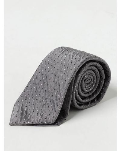 Emporio Armani Cravatta in seta con motivo geometrico - Grigio