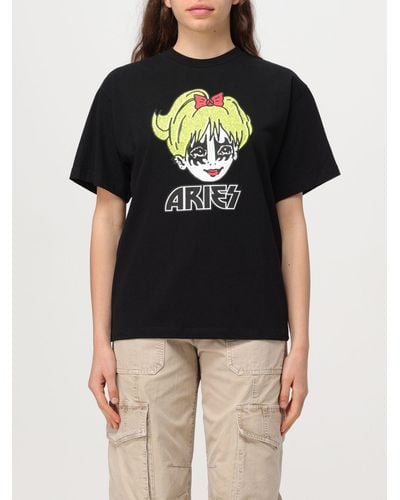 Aries T-shirt Kiss in cotone con stampa - Nero