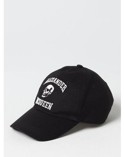 Alexander McQueen Hat In Cotton With Embroidered Logo - Black