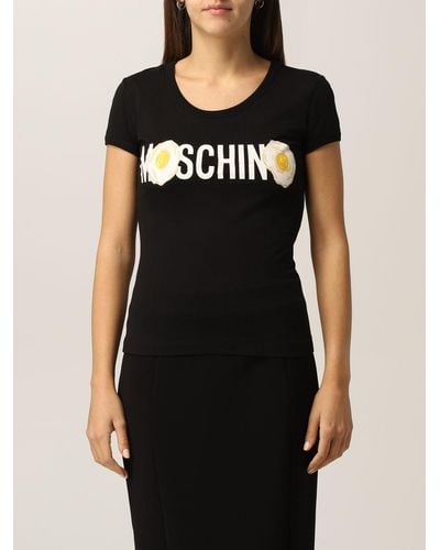 Moschino T-shirt en coton avec logo - Noir