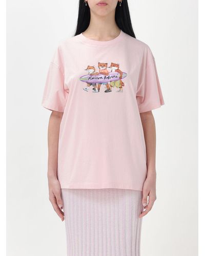 Maison Kitsuné T-shirt in jersey con stampa - Rosa
