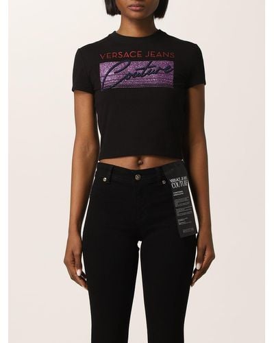 Versace Cropped T-shirt With Logo - Multicolour