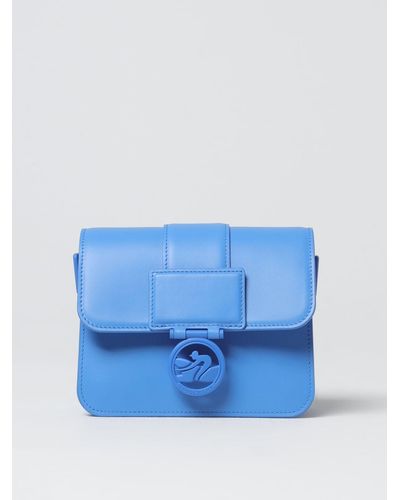 Longchamp Borsa Box-Trot in pelle con placca logo - Blu
