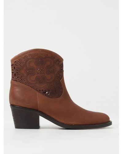 Via Roma 15 Flat Ankle Boots - Brown