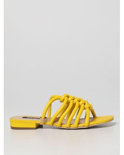 Sergio Rossi Smooth Nappa Leather Sandals - Yellow