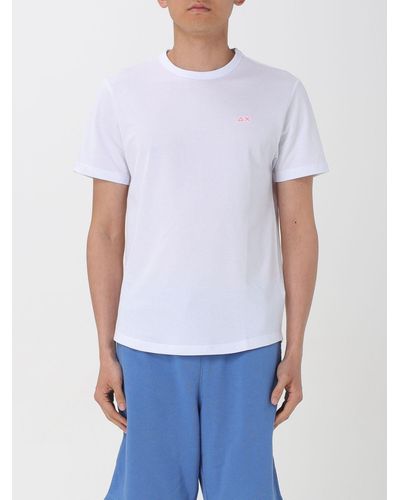 Sun 68 T-shirt in cotone con logo - Bianco