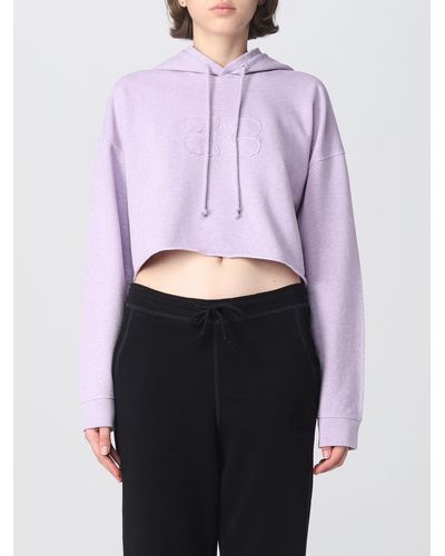 Ganni Sweatshirt In Cotton - Purple