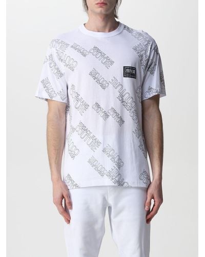 Versace T-shirt With All Over Logo Print - White