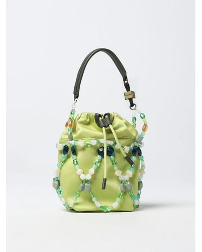 Ganni Party Line Bag In Nylon And Stones - Green