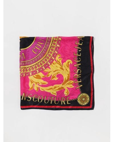 Versace Jeans Couture Silk Scarf With Print - Pink