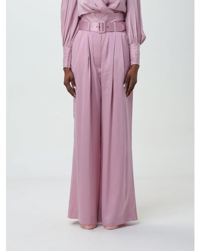 Zimmermann Belted Silk Pants - Pink