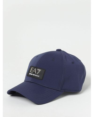 EA7 Cappello baseball in tessuto sintetico con logo applicato - Blu