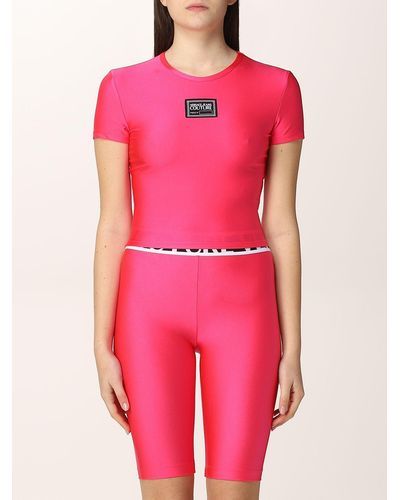 Versace T-shirt cropped in nylon stretch - Viola