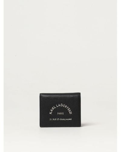 Karl Lagerfeld Portafoglio bi-fold con placca logo - Nero
